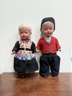 Handmade Dutch Dolls in Traditional European Folk Costumes Black Red