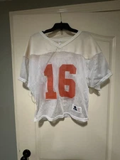 White & Orange #16 Football Practice Jersey
