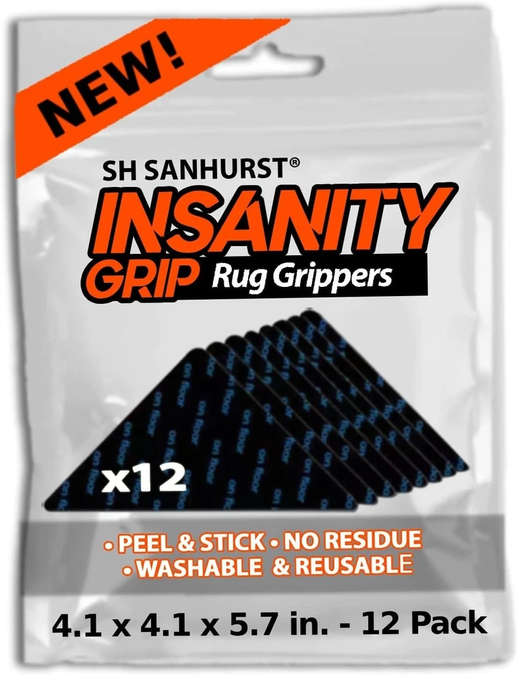 Non Slip Rug Grips for Hardwood Floors Tile Cement 12 Pcs Reusable Stickers - Image 3 of 4