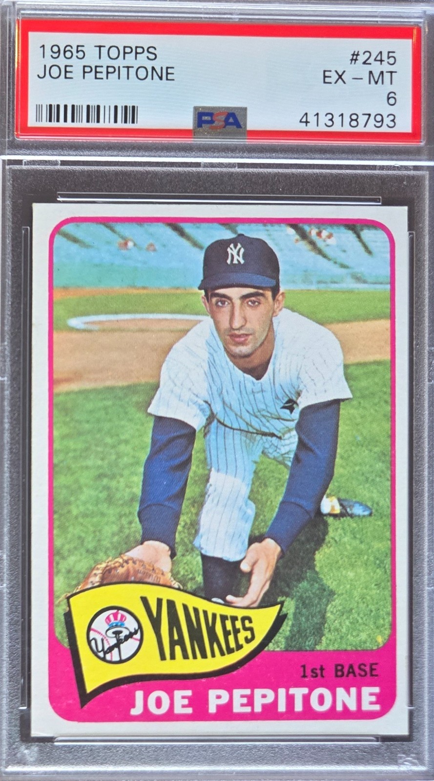 1965 Topps Joe Pepitone  #245 -  PSA 6  - Yankees star