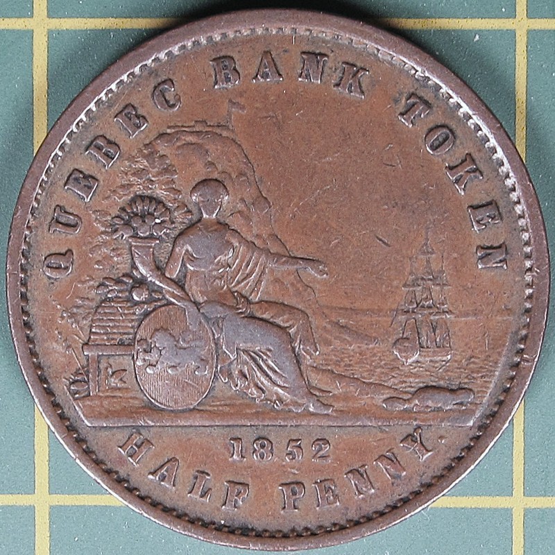 1852 Province of Canada Quebec Bank half penny token PC-3