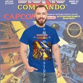 NEW Bionic Commando NES Box Art Design Blue  T-Shirt S-5XL Tee