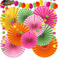 Syoulin Hawaii Party Deko Set Aus Papier, Regenbogen PapierfäCher Mit Hawaii Gir