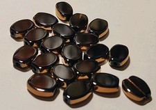 Vintage Czech Glass Beads Translucent Brown w/Gold Edges 20 Pcs 11.5mm x 9.5mm