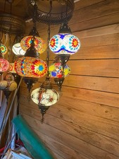 T&uuml;rkische Mosaik Lampe Deckenlampe 5 Glaskugeln frei w&auml;hlbar Metall & Glas Bunt