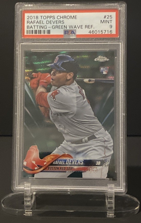 2018 Topps Chrome Rafael Devers Green Wave Refractor 13/99 PSA 9