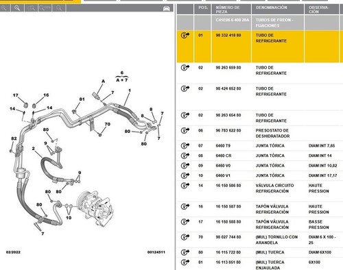 9833241880 tubos aire para CITROEN C4 III (BA BB BC ) 1.2 rectp5382602 - Imagen 5 de 6