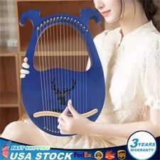 New Lyre Harp 16 Metal String Harp Solid Wood Mahogany with Tuning Wrench Gift