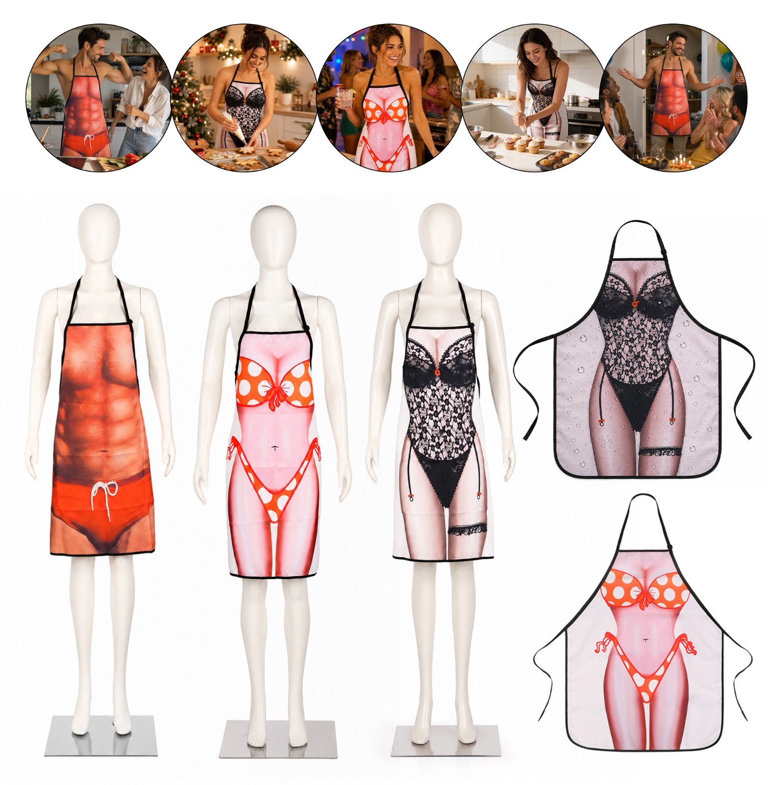 Trimming Shop Delantal Novelty Sexy Estampado Mujer Hombre Unisex