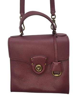 Lauren Ralph Lauren Leather Millbrook Satchel Crossbody Bag Purse Merlot Leather