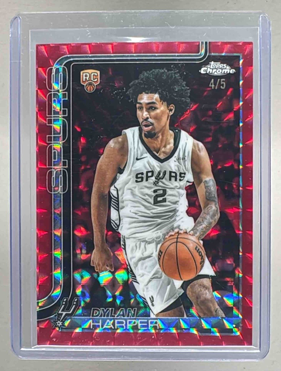 Dylan Harper 2025 Topps Chrome #252 Red Geometric Refractor Rookie RC 4/5