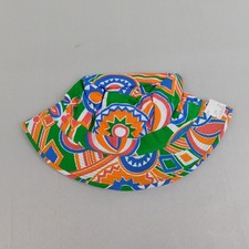 Vintage 70s Deadstock Funky Multicolor Printed Canvas Bucket Hat Small 4899