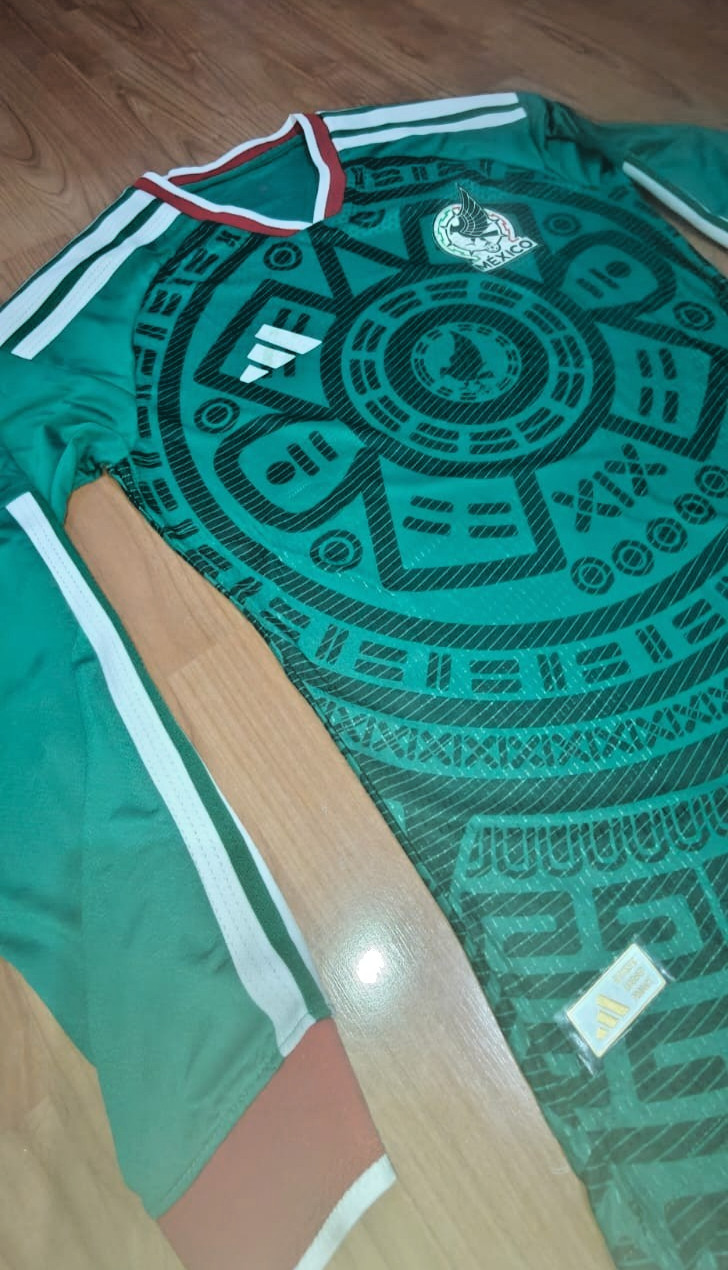 Adult Soccer Jersey  Green *Mexico* Long Sleeve Version jugador ajustada slim fi