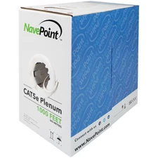 CAT5e Plenum CMP Pure Copper UTP 24AWG 350MHz Network Ethernet 1000FT White Bulk