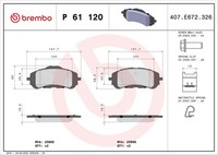 Bremsbelagsatz, Scheibenbremse P 61 120 Brembo FüR Peugeot CitroËN