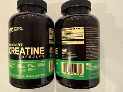 ON Optimum Nutrition Micronized Creatine Capsules 100ct 2 Pack Exp 07/2027