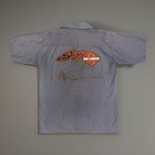 Vntg RARE 1990 HARLEY-DAVIDSON 50th STURGIS RALLY Button Down SHIRT Size L Grey