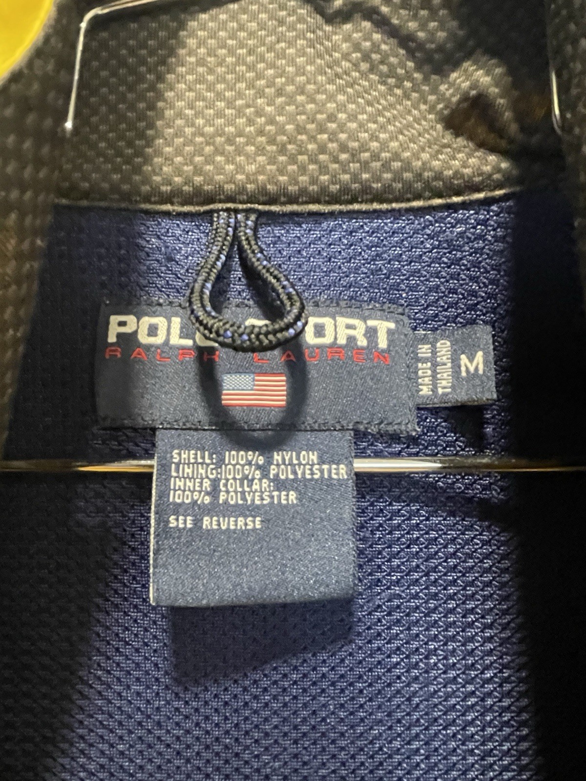 VINTAGE 90' RALPH LAUREN POLO SPORT YELLOW WINDBREAKER FULL ZIP JACKET SZ MEDIUM thumbnail 3