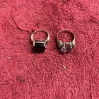 Two Vtg Rings Sterling Silver  ,Large Amethyst & Black Onix ,Scrap? Price Sz10 — photo 1