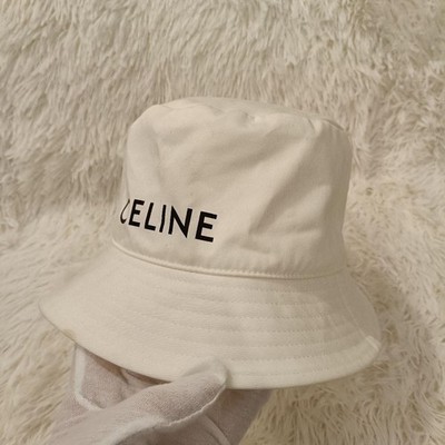 Celine Hat Bucket White Logo M Limited Edition VHTF Designer 