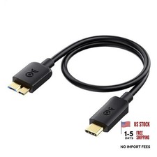 10Gbps Short USB C to Micro USB 3.0 Cable - 1ft, USBC Hard Drive 1 ft Black