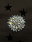 Vintage Aurora Borealis Rhinestone Floral Starburst Brooch Pin Silver Tone — photo 2