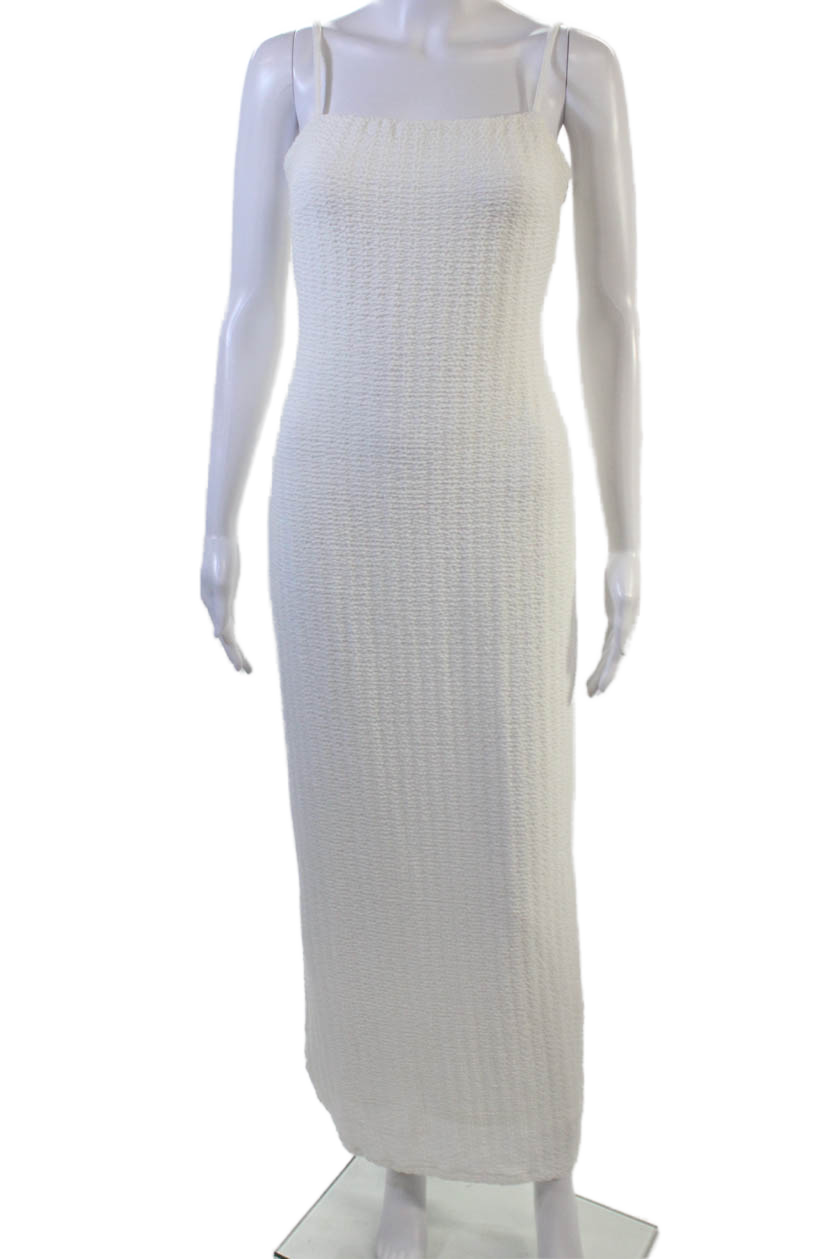 Princess Polly Womens Textured Print Sleeveless Bodycon Dress White Size 6