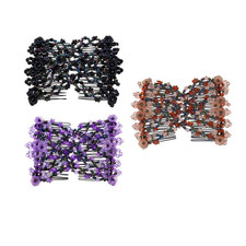3Pcs Elastic Double Hair Comb Clips - Stretchy Fashion Magic Hairpins