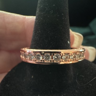 18 Kt Rose GF Ewigkeit Bandring rund Laborgefertigt weißer Saphir Kanal Set