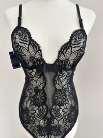 New La Perla documented Black Floral Lace Bodysuit