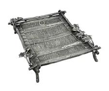 Antique James W Tufts Quadruple Plate Boston  Trinket Holder w/Door & Leaves