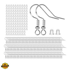 925 Sterling Silver Earring Hooks 120 PCS/60 Pairs, Ear Wires Fish Hooks, Hyp...