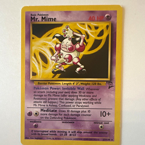 WOTC Mr. Mime 27/130 Base Set 2 Regular Rare English 40 HP Unlimited 2000