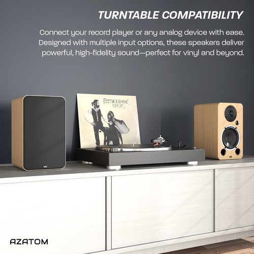 Bookshelf Speaker with Bluetooth, HDMI, Optical, RCA - AZATOM Equinox 2 M4 Oak - Picture 7 of 9