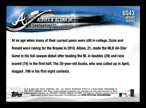 2018 Topps Update #US43 The Future Is Bright (Ronald Acuna Jr. / Ozzie Albies) - Picture 2 of 2