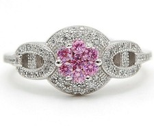 2CT Treated Pink Sapphire  Topaz 925 Solid Sterling Silver Ring Sz 7 UB2-3