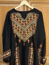 Fair Palestinian Women Thoub Traditional Middle Eastern Black Abaya Dress 2X