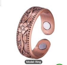 Authentic Copper Adjustable Ring with Floral Design