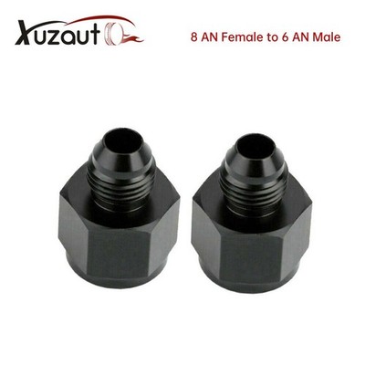 2Pcs 8 AN Female to  6 AN Male AN Flare Fitting Reducer Adapter 8AN to 6AN Black