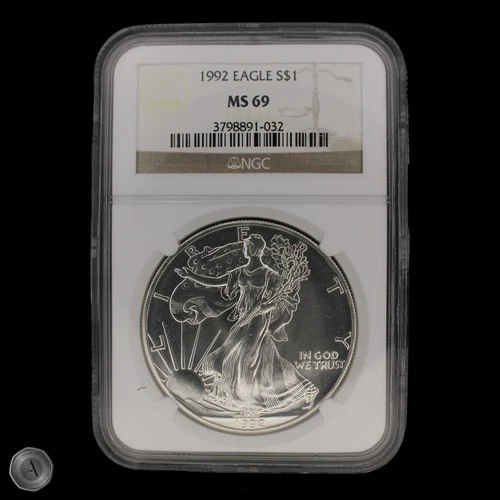 1992 American Silver Eagle NGC MS69 Brown Label -E359
