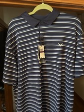 Callaway Opti-Dri Men's Striped Golf Polo Shirt XXL Peacoat Moisture Wicking UPF