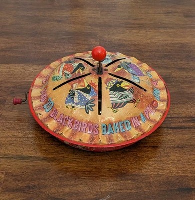 Vintage Mattel Music Maker Blackbird Pie Tin Wind Up Toy Read