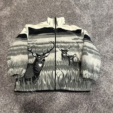 Vintage CW Classics AOP Nature Deer Zip Up Fleece Jacket Size Large