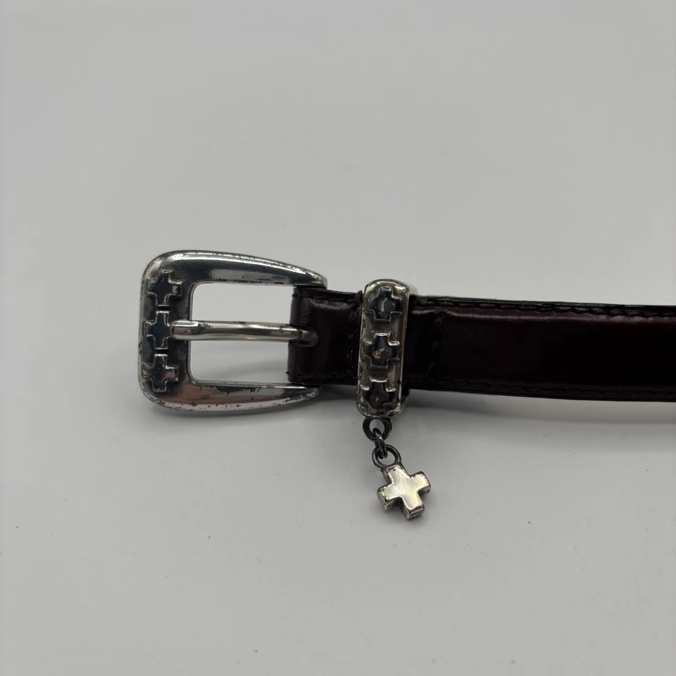 Vintage 90s Las Cruces Belt Womens M Genuine English Leather Silver Buckle *FLAW - Image 2 of 4