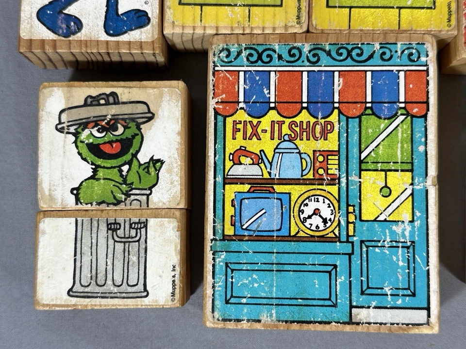 1980s Sesame Street Creative Wooden Blocks #760 Sandberg Incomplete 17 Piece - Image 2 of 4