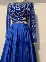 Stunning Royal Blue Formal Gown Handmade Beaded Size 2 Weddings Galas Pageants 5