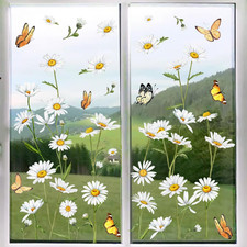 Spring Summer Daisy Window Clings White Flower Window Stickers 9 Sheets Doubl...