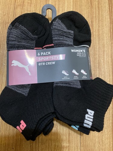 Puma Women's SportStyle, Quarter Crew socks 6 pack size: 9-11 - 第 1/3 張圖片