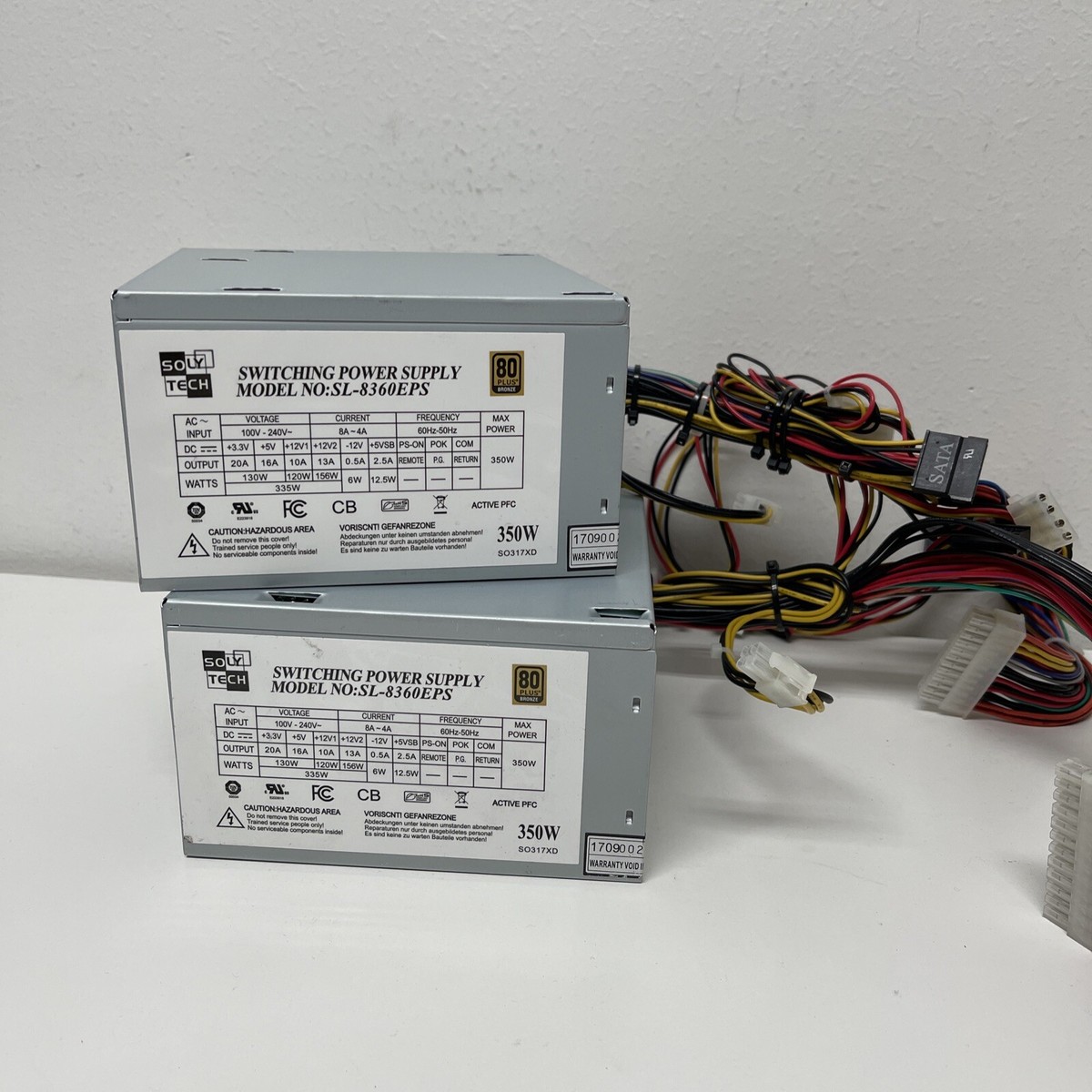 2x Soly Tech 350W Switching ATX Power Supply SL-8360EPS 80 2x Soly Tech 350W Switching ATX Power Supply SL-8360EPS 80