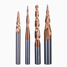 R0.25-R2.0 Carbide 2-Flute Tapered Ball Nose End Mill CNC Cutting Router Bit